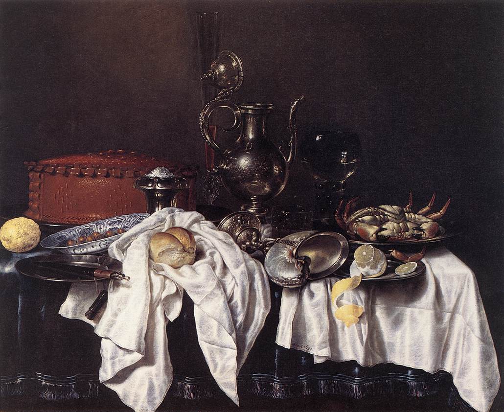 Bodegon Con Pie Plateado Ewer Y Crab Heda — Willem Claesz Heda