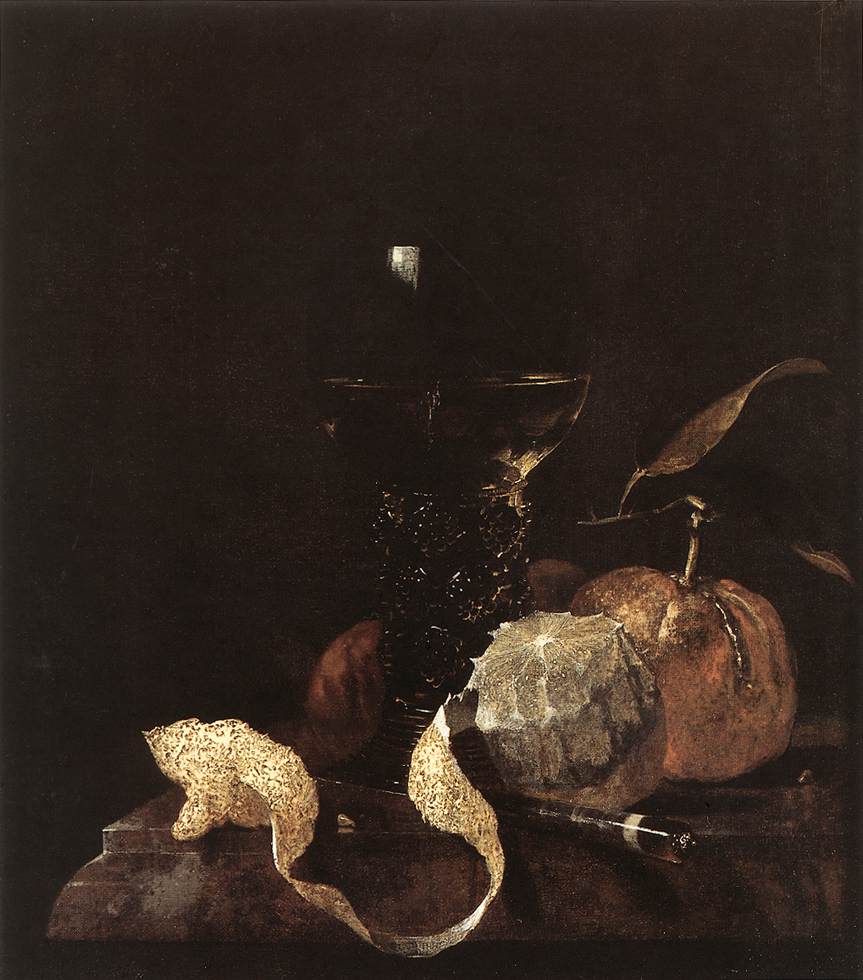 Bodegon Con Limon Oranges Y Vaso De Wine Kalf — Willem Kalf