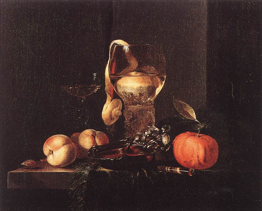 Bodegon Con Plateado Bol Glasses Y Fruta Kalf — Willem Kalf