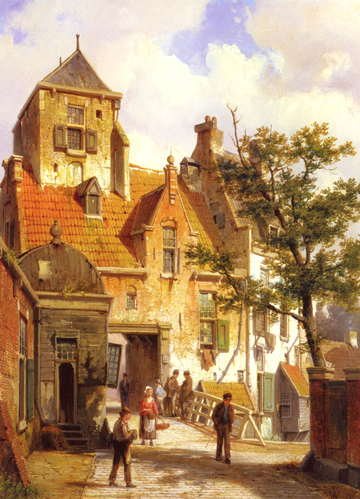 Calle Escena En Haarlem Koekkoek — Willem Koekkoek