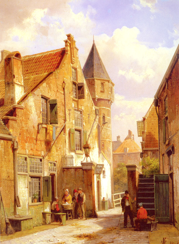 Calle Escena En Leiden Koekkoek — Willem Koekkoek