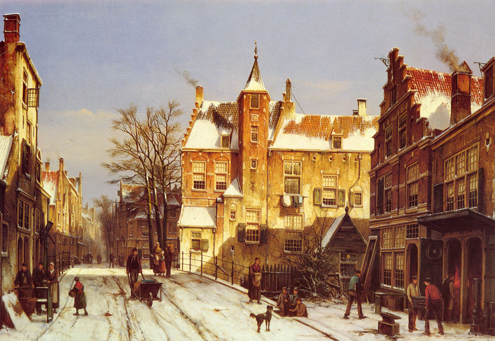 Dutch Pueblo En Invierno Koekkoek — Willem Koekkoek