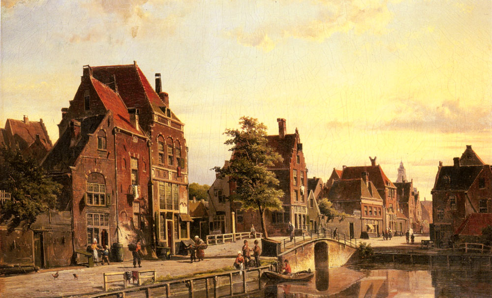Figures De Canal En Dutch Town Koekkoek — Willem Koekkoek