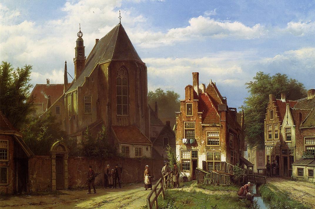 Figures En Dutch Town Koekkoek — Willem Koekkoek