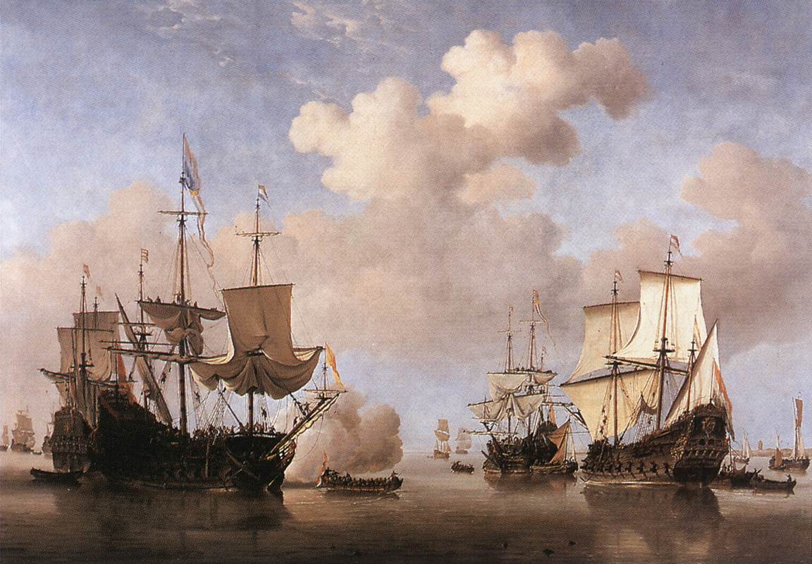 Dutch Ships Llegando Hacia Anchor Velde — Willem Van De Velde