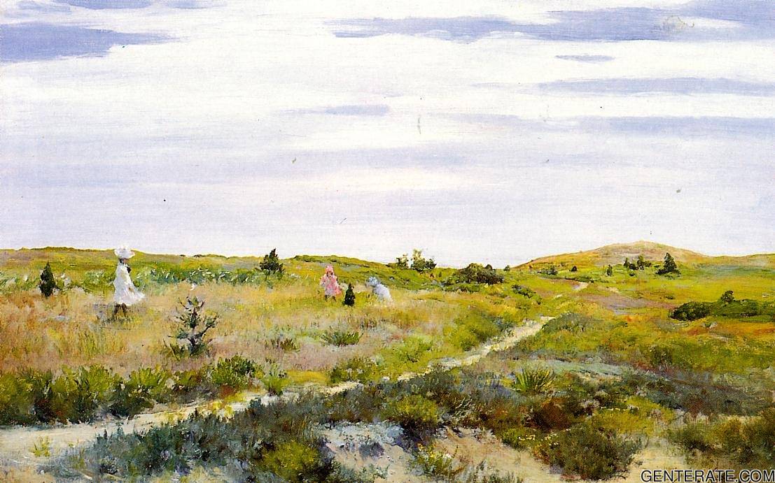 Along Sendero En Shinnecock Chase — William Merritt Chase