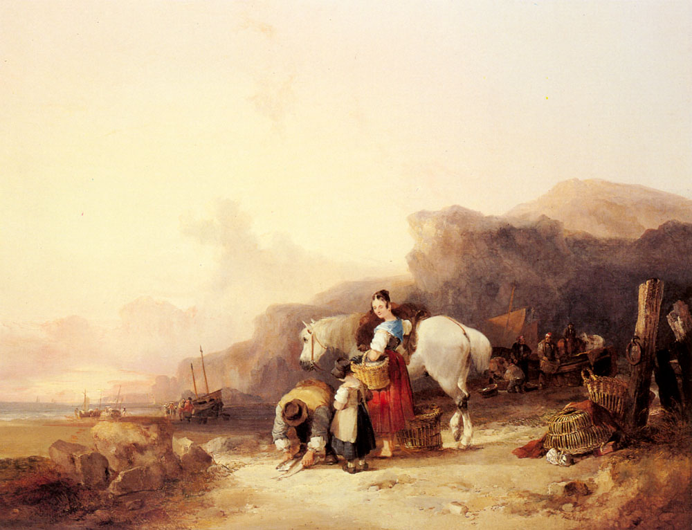 Playa Escena Con Fisherfolk Shayer — William Shayer
