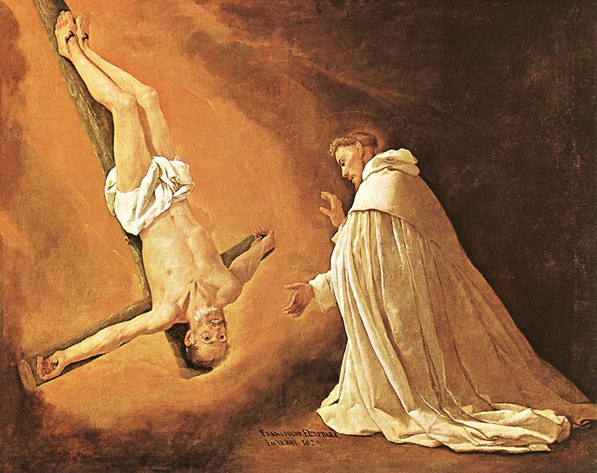 Apparition De Apostol San Peter Hacia San Peter De Nolasco Zurbaran — Zurbaran — Barroco