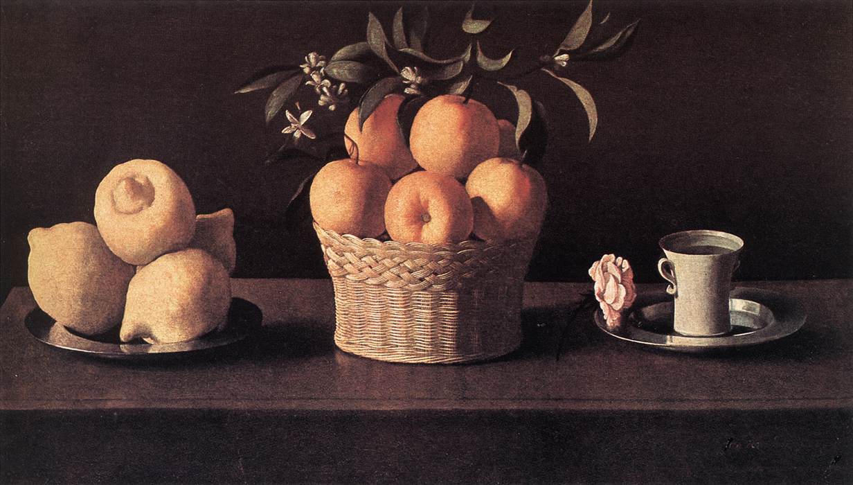 Bodegon Con Lemons Oranges Y Rosa Zurbaran — Zurbaran — Barroco